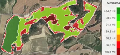 Mapa de dosis de abonado derivado del mapa de siembra